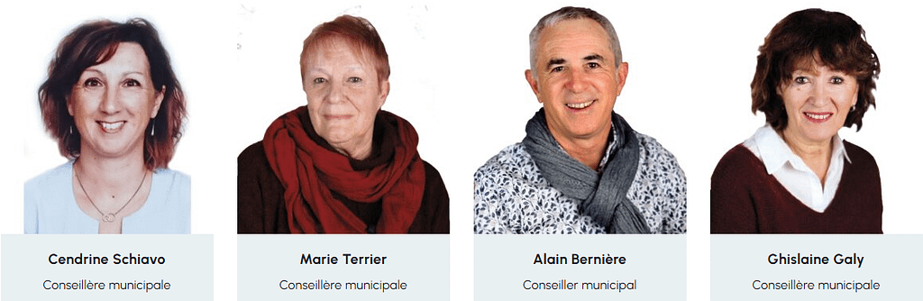 élus: Cendrine Schiavo, Marie Terrier, Alain Bernière, Ghislaine Galy