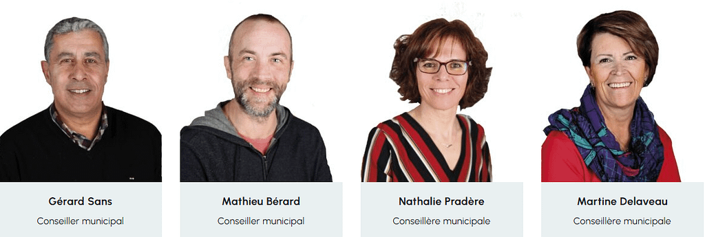 élus: Gérard Sans, Mathieu Bérard, Nathalie Pradère, Martine Delaveau