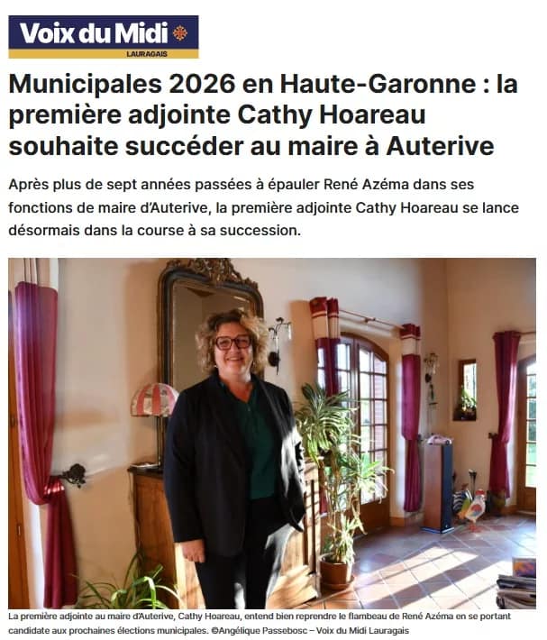Candidature Cathy Hoareau élections municipales Auterive - article voix du midi lauraguais